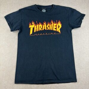 Thrasher Shirt Men S Black Flame‎ Logo Graphic Skateboard Magazine San Francisco